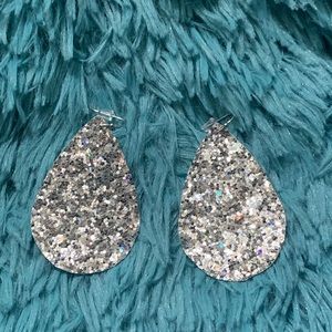 Faux leather teardrop earrings